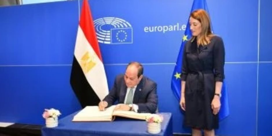 ننشر نص رسالة الرئيس السيسى فى سجل كبار الزوار بالبرلمان الأوروبى