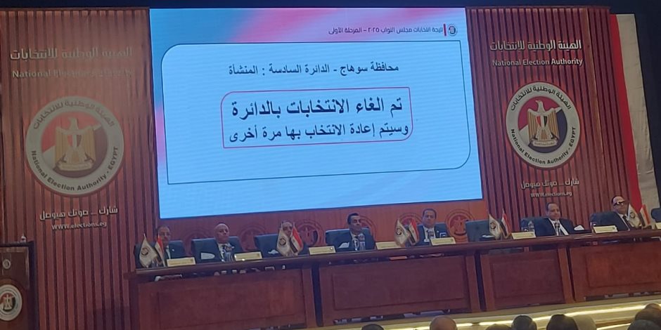 الهيئة الوطنية تعلن إلغاء الانتخابات فى 7 دوائر بسوهاج