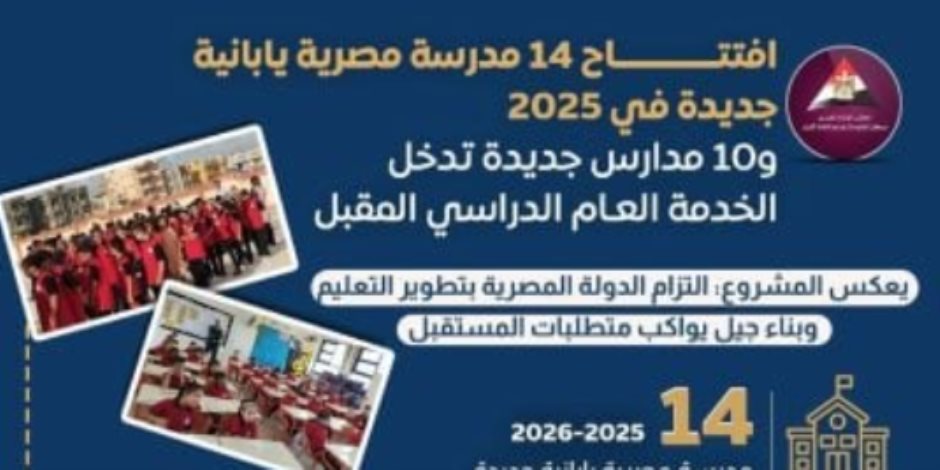 الحكومة: 14 مدرسة مصرية يابانية جديدة في 2025 وخطة للوصول إلى 500 مدرسة