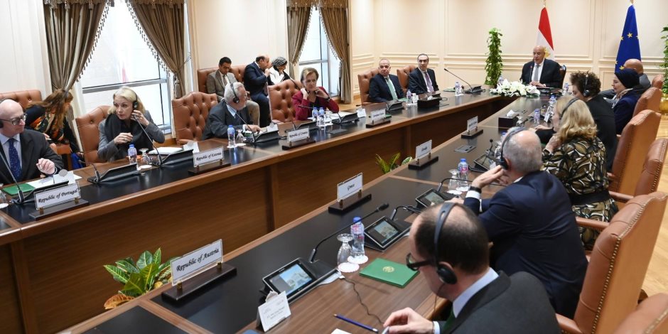 المستشار هشام بدوي، رئيس مجلس النواب، يستقبل سفراء دول الاتحاد الأوروبي في مصر