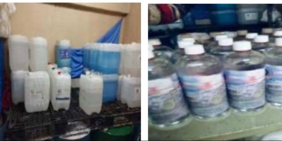 ضبط 11 طن كحول طبي و850 ألف قرص دوائي مجهول المصدر داخل مخازن ومصنع بدون ترخيص