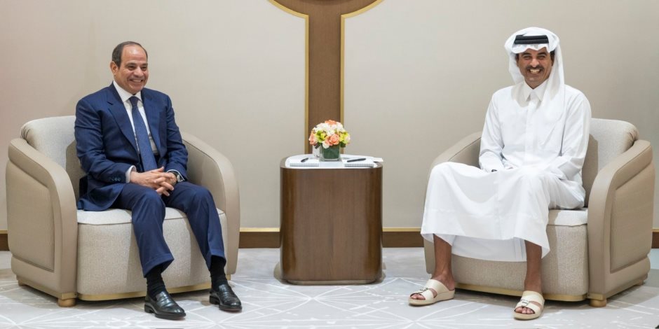 الرئيس السيسى وأمير قطر يؤكدان رفضهما أي أعمال عسكرية توسع دائرة الصراع 