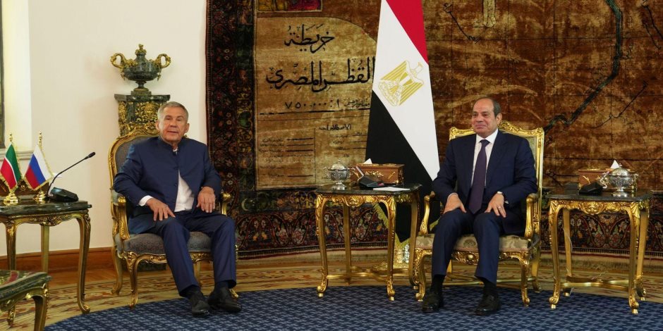 الرئيس السيسي يستقبل رئيس تتارستان في قصر الاتحادية