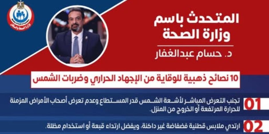 في ظل الموجة الحارة.. الصحة تقدم 10 خطوات لحماية المواطنين من الإجهاد الحراري