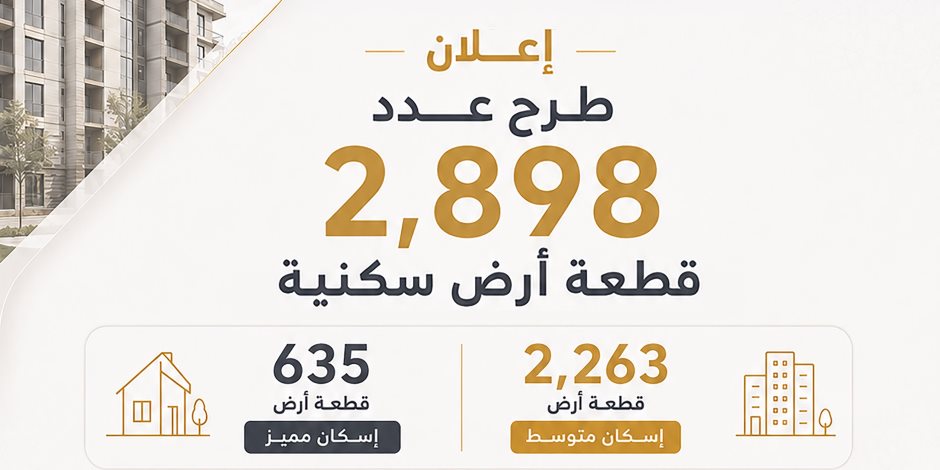 غدًا.. بدء التقدم لحجز 2898 قطعة أرض سكنية صغيرة ضمن برنامج «مسكن» في 17 مدينة جديدة