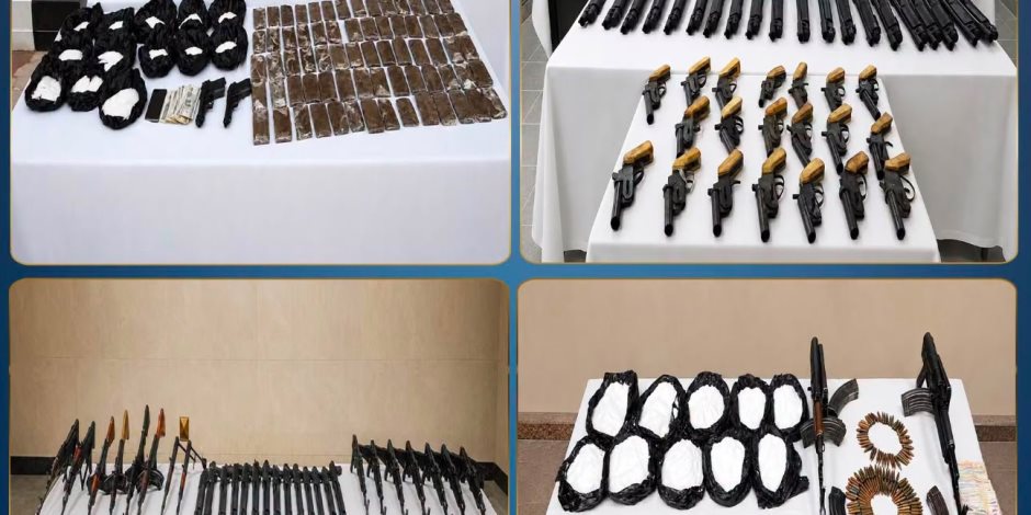 مصرع 4 عناصر شديدة الخطورة وضبط أكثر من طن مخدرات و122 قطعة سلاح في 3 محافظات