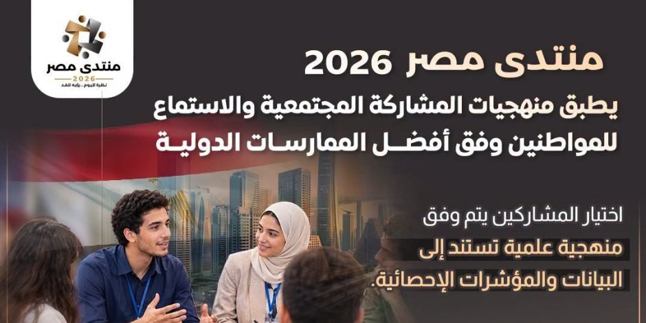 «منتدى مصر 2026» يطبق منهجيات المشاركة المجتمعية والاستماع للمواطنين وفق أفضل الممارسات الدولية