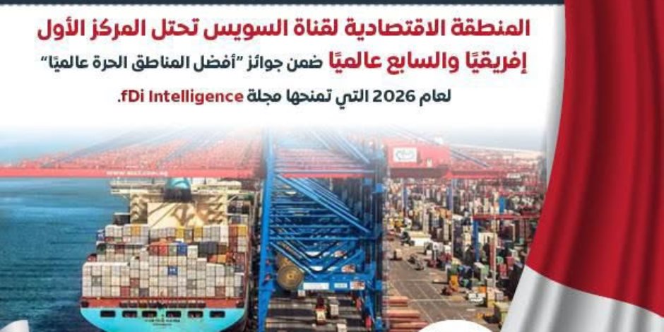 المنطقة الاقتصادية لقناة السويس الأولى إفريقيًا والسابعة عالميًا ضمن أفضل المناطق الحرة لعام 2026