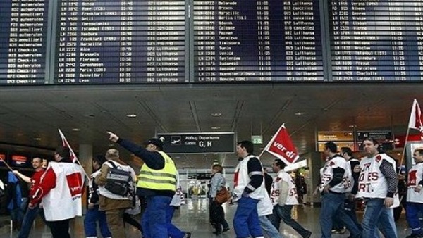 استمرار إضراب العاملون بالمطارات الألمانية 