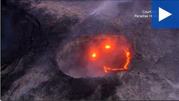 بالفيديو..بركان نارى يبتسم للفضاء 