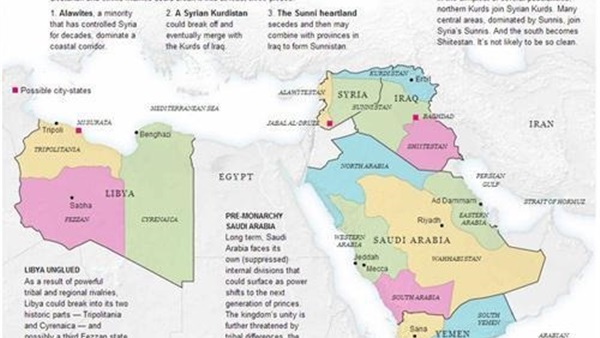 كارثة.. خريطة أمريكية تقسم السعودية لخمس دويلات