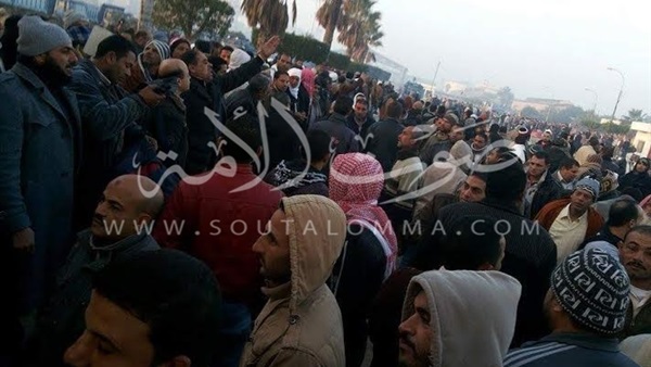 بالصور.. وقفة لعاملي مصنع الدلتا للسكر فى كفرالشيخ  