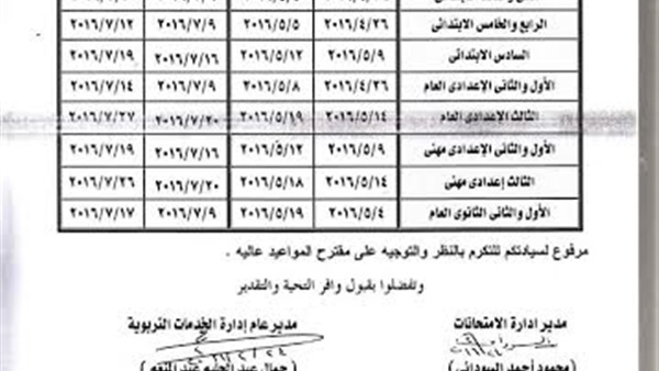 نتشر مواعيد امتحانات الفصل الدراسي الثاني للمراحل التعليمية بالفيوم