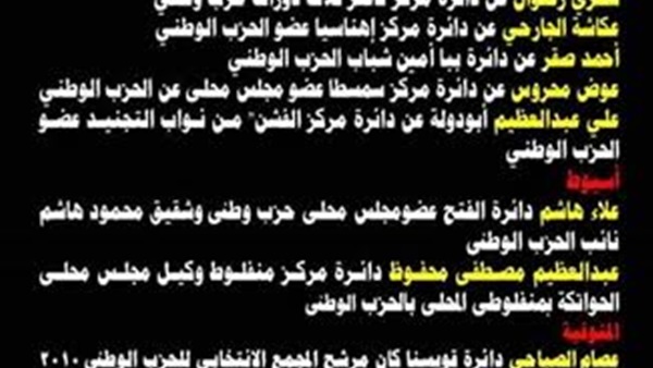 بالصورة.. القائمة السوداء الثانية لمرشحي الوطني المنحل على مقاعد "البدوي"  