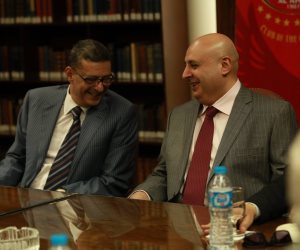 محمود طاهر يستقبل رئيس الإتحاد العربى بالجزيرة 
