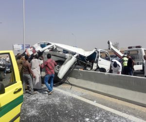 10 مصابين في حادث تصادم بطريق شبرا- بنها الحر