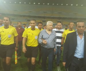 مرتضى منصور «يؤمن» محمود عاشور حكم مباراة الزمالك والمصري