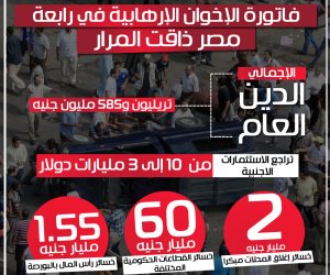 فاتورة الإخوان الإرهابية في رابعة.. مصر ذاقت المرار (إنفوجراف)