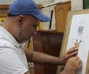 الوفد المصري المشارك في سومبوزيوم نحت الرخام يقيم ورشة «كيف تولد الفكرة»