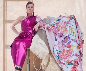 مصممة الأزياء "مي الجمل" تقدم موديلات بألوان قوس قزح ونقوش الورد