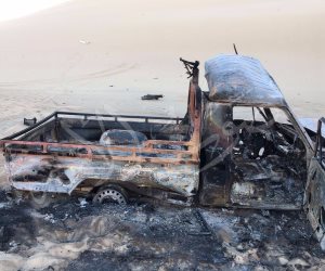 أول صور لأثار تدمير سيارات العناصر الإرهابية قبل تحرير النقيب محمد الحايس
