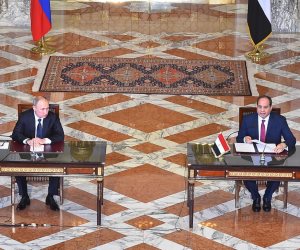 التلفزيون المصرى: الرئيس السيسي سيعقد اليوم مباحثات مع نظيره الروسي بوتين
