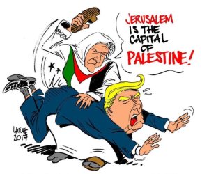 بعد الضغط الدولي.. هل يعترف ترامب بأن القدس عاصمة فلسطين الأبدية؟ (كاريكاتير)
