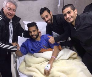 روقة والونش ولاعبو الطلائع يطمئنون على معتمد محسن بعد جراحة الصليبي