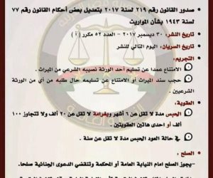 رسميا.. النيابة تبدأ فى تطبيق عقوبات قانون الميراث 