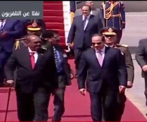 الرئيس السيسي يستقبل نظيره السوداني عمر البشير بمطار القاهرة (صور)