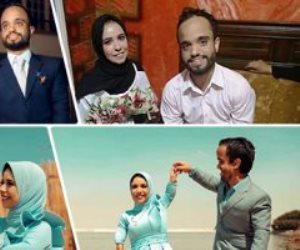 السوشيال احتفى بهما.. «فوتوسيشن» لعروسين من قصار القامة يتحول لحفل زفاف مبارك 