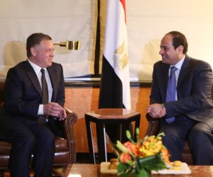 الرئيس السيسى وعاهل الأردن يستعرضان مستجدات عملية السلام فى الشرق الأوسط