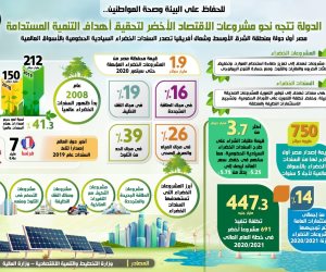 الدولة تتجه نحو الاقتصاد الأخضر لتحقيق أهداف التنمية المستدامة.. إنفوجراف