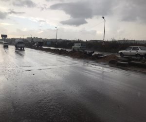 أمطار غزيرة بالطريق الصحراوى غرب الإسكندرية .. صور