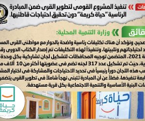 الحكومة: تكليفات رئاسية لرصد احتياجات قاطنى قرى مبادرة حياة كريمة