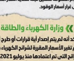 الحكومة تنفى تشكيل لجنة لتحديد أسعار الكهرباء كل 3 أو 6 أشهر على غرار الوقود