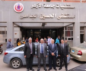 نائب رئيس جامعة الأزهر يتفقد أعمال التجديد والتطوير بالعيادات الخارجية بمستشفى الحسين الجامعي