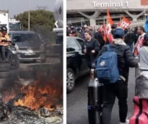 إغلاق طرق مطار شارل ديجول وإضراب 31% من العاملين فى المستودعات الفرنسية