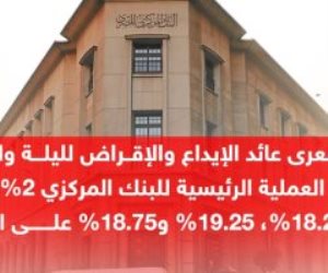 البنك المركزى المصرى يقرر رفع سعر الفائدة بنسبة 2% 