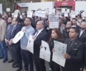 حملة المرشح عبد الفتاح السيسي تنظم وقفة احتجاجية ضد العدوان الاسرائيلي على غزة