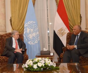 ‏جلسة مباحثات بين وزير الخارجية وجوتيريش فى قصر التحرير حول غزة