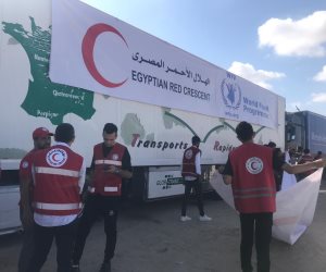 لإغاثة غزة.. 20 شاحنة مساعدات من الهلال الأحمر المصرى تنطلق من العريش إلى رفح