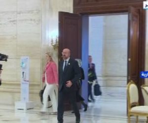 رئيس المجلس الأوروبى يصل مقر انعقاد قمة القاهرة للسلام بالعاصمة الإدارية