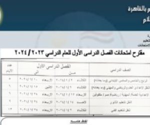 ننشر جدول مواعيد امتحانات الفصل الدراسى الأول بالقاهرة.. اعرف التفاصيل 