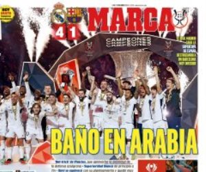 تتويج ريال مدريد وفضيحة برشلونة بهزيمة مذلة في السوبر الإسباني تتصدر عناوين الصحف الإسبانية