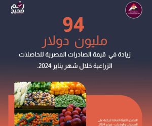 9 مليارات دولار لـ160 دولة فى 2023.. 94 مليون منها لصادرات مصر الزراعية خلال يناير 2024