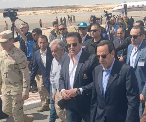 محافظ شمال سيناء يستقبل الأمين العام للأمم المتحدة في مطار العريش (صور)