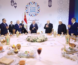 مرشحو الرئاسة السابقين على مائدة الرئيس السيسي في حفل إفطار الأسرة المصرية