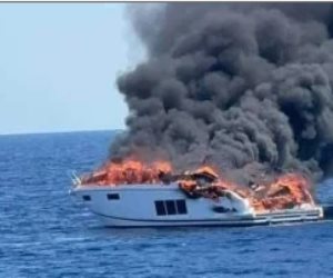 إنقاذ 10 ركاب فى حادث احتراق لنش بحرى بالقرب من جزيرة شدوان بالغردقة