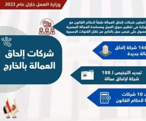 166 شركة جديدة لإلحاقها للخارج خلال 2023.. 1007891313 جنيها مستحقات وتحويلات مالية للعمالة المصرية في 4 سنوات 